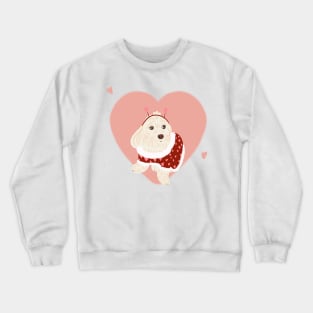 Maltipoo Puppy wearing Valentines Heart Sweater Crewneck Sweatshirt